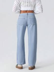 Women Wide Leg Jeans Low Rise Baggy Straight Leg Jeans Loose Boyfriend Jeans Casual Denim Pants Y2k Streetwear - 淺藍色 - 查看 6
