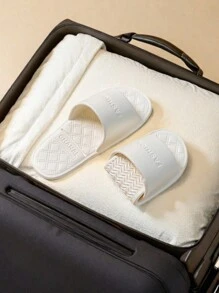 Women's Plastic Slippers, New Casual Vacation Travel Foldable Sandals, Ultra-Light Soft Bottom Comfortable Quiet Indoor Slippers For Men And Women, Lightweight Clean White EVA Ladies Slippers, Simple Hotel Home Bathroom Non-Slip Plastic Slippers, Outdoor Beach Swimming Fashion Plus Size Comfortable Open Toe House Shoes, Plastic Slippers, Red Shoes, Women Shoes - White - View 3