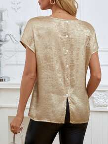 Women's Round Neck Short Sleeve Casual Blouse, Suitable For Leisure And Vacation