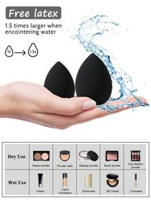 38pcs Makeup Brush & Sponge Set, Includes 20 Soft Bristle Makeup Brushes (Powder, Blush, Contour, Foundation, Nose, Eye Shadow, Eyebrow, Lip, Detail), 3 Makeup Sponges, 3 Makeup Triangular Puffs, 3 Mini Makeup Sponges, 2 Brush Cleaning Tools, 1 Eyelash Curler, 1 Headband, 2 Wristbands - Black - View 7