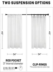 1 rèm cửa voan ren thêu thanh lịch trơn, thiết kế túi treo dễ dàng, vải polyester chất lượng cao, lọc nhẹ, thích hợp cho văn phòng, phòng khách, phòng ngủ, trang trí nhà cửa - trắng - Xem 4