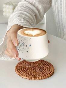 1 pieza Taza de café de cerámica vintage y rústica, taza de cerámica creativa pintada a mano, taza para café con leche helado americano, taza para té gongfu, taza de agua de vuelta al colegio