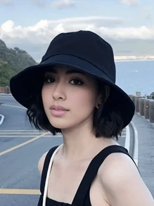 1 件女士优雅宽边渔夫帽，休闲纯色防晒帽，适合春夏季，透气舒适，适合户外和运动装 - 彩色 - 查看 4