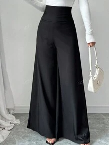 Women's Solid Color High Waist Loose Casual Long Pants