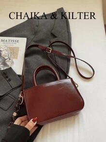 1 件 CHAIKA & KILTER 纯色 PU 皮革手提包，女士时尚方形手提包，带字母双顶部提手，可调节肩带，拉链开合，适合日常、约会、通勤（带吊坠），最佳母亲节礼物女士，商务休闲女包，非常适合办公室商务和工作 - 酒紅色 - 查看 10