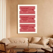 1pc Framed Canvas Poster Vintage Kissing Booth Tickets Wall Art Canvas Paintings Ideal Gift For Bedroom Living Room Corridor Wall Art Wall Decor Room Decoration,Ready To Hang