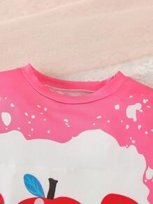 2pcs/Set Girls/Toddlers Casual Outdoor Pencil Print T-Shirt And Flared Pants Set, Summer