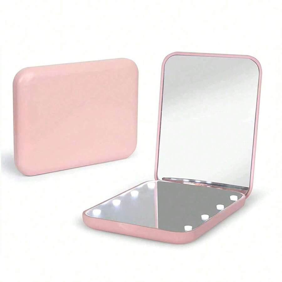 Portable LED Lighted Magnifying Makeup Mirror, 1X/3X Magnification, Foldable Double-Sided Design, Compact & Portable, With Lighting, Suitable For Home Decor, Bathroom, Vanity, Bedroom, Travel, Dorm - Great Gift For Women