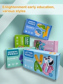 A Box Of Refrigerator Magnet Puzzles, Alphabet Poster,Magnetic Alphabet Letters,Animals, Fruit Stickers, Suitable For Preschool Enlightenment Toys, Good Gifts For Children At Home, Birthday Gifts,Magnet Toy