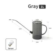 Regadera de pico largo de 1/1.5l con juego de pala de jardinería, maceta de riego para plantas de interior y exterior, flores, oficina - 2 piezas grises de 1 l - Ver 2