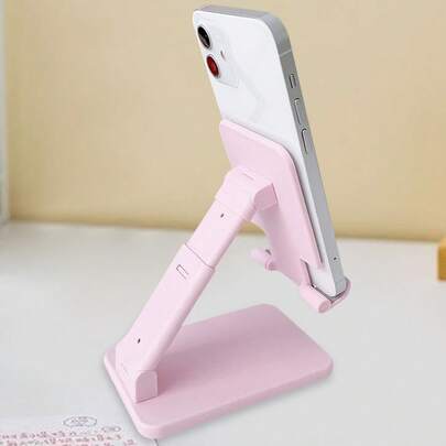 1pc Foldable Desktop Phone Stand For Desk, Height Adjustable Cell Phone Holder, Portable Cellphone Cradle Desktop, Women Travel Kitchen Essentials Fits All Mobile Phone
