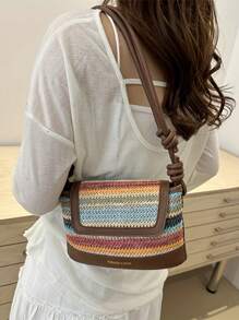 New Fashionable Woven Shoulder Crossbody Bag - Multicolor - View 6