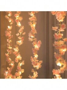 1 套粉色人造樱花藤串灯，带 30 个 LED 灯，适用于派对、节日、生日、婚礼装饰、北欧家具照明、房间装饰 - 深粉紅色 - 查看 1