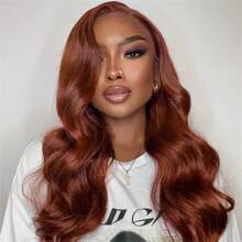 Reddish Brown Lace Front Wigs Human Hair Pre Plucked With Baby Hair 13x4 13x6 HD Body Wave Auburn Colored Human Hair Wigs Frontal Wigs Human Hair Reddish Brown Wig Human Hair - 紅棕色 - 查看 1