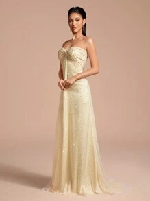 Đầm bodycon ống viền đuôi cá đính hạt và đá Rhinestone, dành cho đêm tiệc, váy dự tiệc cưới, váy dạ hội - Rượu sâm banh - Xem 4