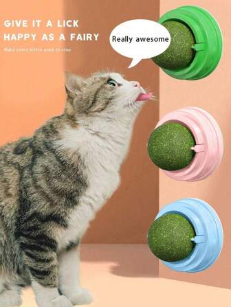 1 件猫自娱球猫玩具，猫用磨牙咀嚼玩具，有趣的舔玩具宠物用品，厚实材质，颜色随机