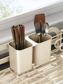 1pc Dish Drying Rack, A Two-Tier Dish Rack Featuring A Drainboard, Multifunctional Dish Drainer, Includes A Cutting Board Holder, Utensil Holder, And Cup Holder,