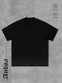 (220 Pure Cotton T-Shirt)New Spring/Summer Y2K Millennial Fashion. Printed T-Shirts Feature A Casual Style With Slight Elasticity. Geometric Patterns And Heat - Transfer Printing Details. With A Regular Fit Design, These T-Shirts Are Suitable For Sports, Outdoor Activities, Casual Entertainment, Running Training, And Group Events. They Can Be Worn All Year Round. - màu đen - Xem 3