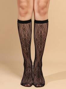 3 双女士蕾丝边船袜、印花渔网袜、超薄透明短袜和及膝袜/连裤袜