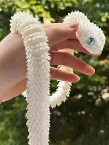 1pc 2025 Snake Year 3D Printed Flexible Snake Model Figurine,Dragon Plush,Toys Adult,Lion Dance Chinese - White - View 2