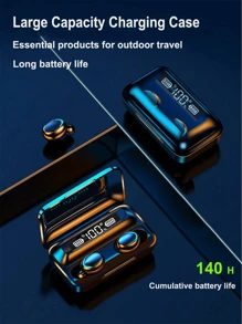 Wireless Earbuds 5.0 With Wireless Charging Case Power Display, Stereo Headphones, Support IOS, Android Phone-Black