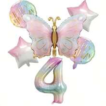 Bộ 6 bóng bay chủ đề bướm, bóng bay lá kim loại hình ngôi sao 40 inch, bóng bay lá kim loại hình bướm Macaron, thích hợp để trang trí tiệc sinh nhật, không cần điện - Nhiều màu - Xem 15
