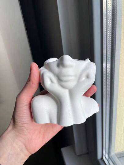 DIY Abstract Human Face Cheek Shape Flowerpot Vase Silicone Mold Candle Holder Storage Succulent Plants Cement Vase Molds Resin Silicone Mold Gypsum Concrete Mould Home Decoration
