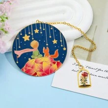 Creative Cartoon Night Sky Round Pendant Bookmark, Fun Reading Companion