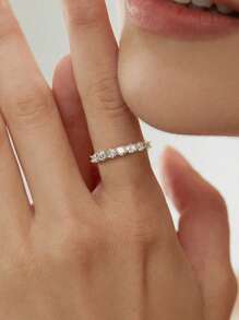 Esberry 1pc Sparkle Cubic Zirconia Engagement Ring Wedding Band For Women S925 Sterling Silver Promise Ring Eternity Ring Valentine's Day Fine Ladies Jewelry Gift