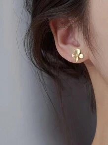 1 Cặp Hoa tai đinh tán thời trang tối giản chất lượng cao, Chất liệu hợp kim kẽm, Thích hợp cho phụ nữ, Đa năng để đeo hàng ngày và ngày lễ - Vàng - Xem 8