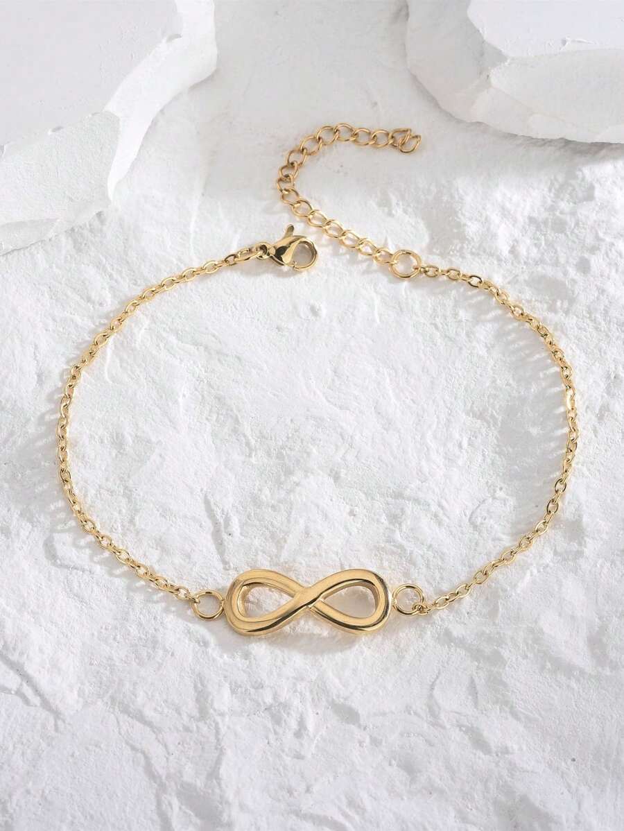 1pc Minimalist 8 Figure Stainless Steel Bracelet, Elegant Gift For Girlfriend, Suitable For Daily Wear