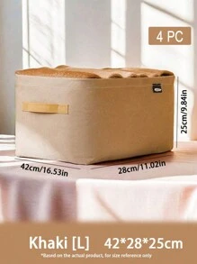 4pcs Large Capacity Clothing Storage Box With Non Woven Fabric Basket And Steel Frame, Foldable And Suitable For Wardrobe Organization Decorations Decor Festival Decor Room Decor Home Decor Decor Bedroom Decor - Multicolor - View 14
