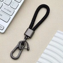 1 pieza Llavero de coche de metal con cuerda trenzada, accesorio creativo de pareja para colgar en la cintura, regalos al por mayor