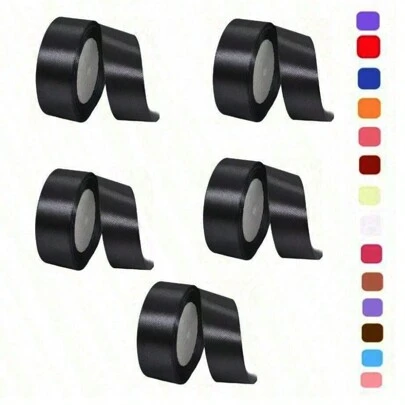 5 Rollos Liston Satinado Para Rosas Eternas Moños Navidad Regalos Decoraciones Manualidades 110 Metros 5 Piezas De 4 Cm Color Morado Rojo Rosa Dorado Beige Durazno Fiucsa Verde W5899 NEGRO