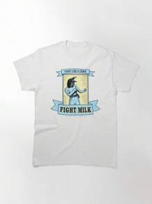 Fight Milk Classic T-Shirt, Women's T-Shirt, 220g Pure Cotton, Casual Crew Neck, Ideal For Outdoor Activities And Relaxed Wear. - White - View 1