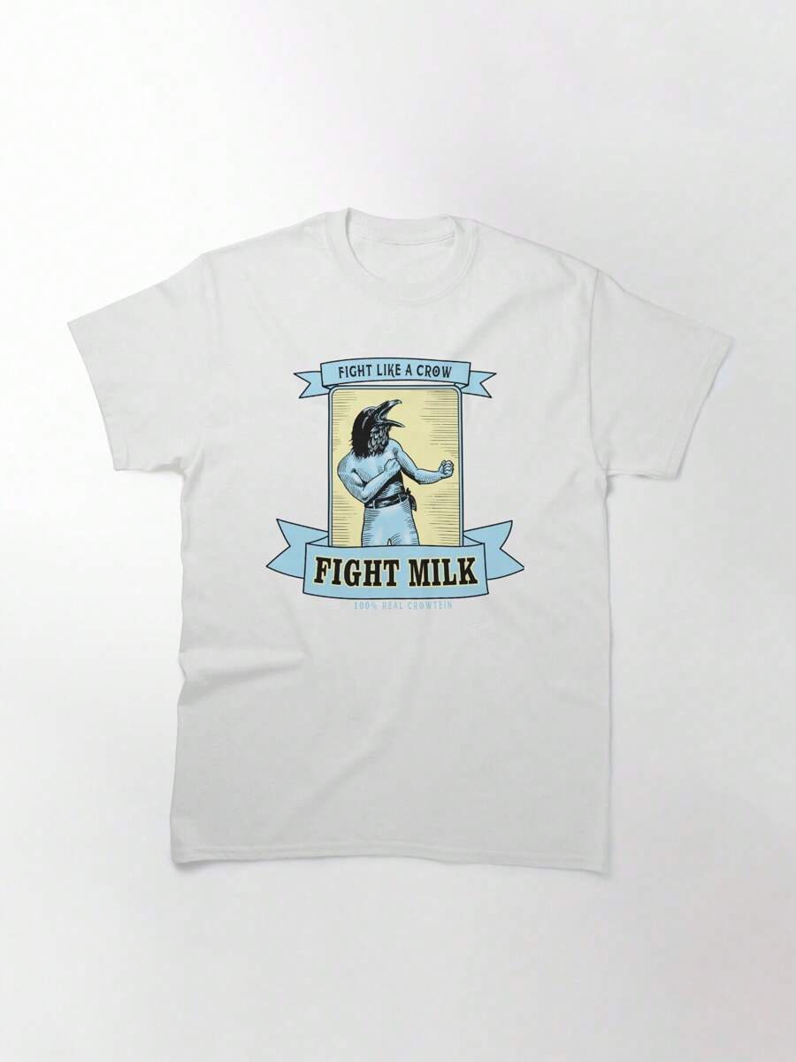 Fight Milk Classic T-Shirt, Women's T-Shirt, 220g Pure Cotton, Casual Crew Neck, Ideal For Outdoor Activities And Relaxed Wear. - White - View 1