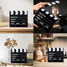 1/2pcs Black And White Clapper Board, Wooden Made, Not Paper Card, 20x18cm Wooden Movie Clapperboard, Sturdy Wooden Board Product Black White Creative Wooden Movie Clapperboard - Director's Shooting Wooden Board, Photography Props And Decorative Hanging, Graduation, Movie Night, Photo - Black - View 7