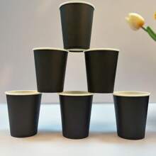 10 件/20 件/50 件黑色纸杯、纸咖啡杯、一次性饮水杯、热/冷饮纸杯、纸质派对杯，适合热水、果汁、派对、野餐 - 黑色 - 查看 5