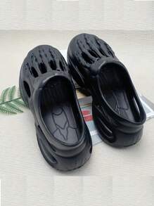Men's Casual Thick Bottom Closed Toe Slide Sandals With Ghost Hand Design - Black - View 2