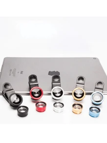 1 Stück 3-in-1 tragbares Smartphone Kameralinsen Set mit Fischaugen- und Weitwinkellinse, Clip-On für Handy (Farbe zufällig)
