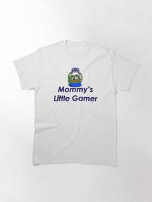 Mommy's Little Gamer Shirt Classic T-Shirt, Women's T-Shirt, 220g Pure Cotton, Casual Crew Neck, Great For Day Wear, Outdoor Gatherings, And Relaxing. - White - View 1