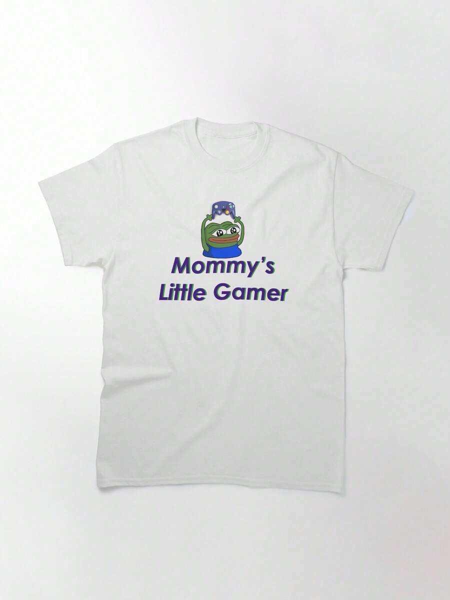 Mommy's Little Gamer Shirt Classic T-Shirt, Women's T-Shirt, 220g Pure Cotton, Casual Crew Neck, Great For Day Wear, Outdoor Gatherings, And Relaxing. - White - View 1