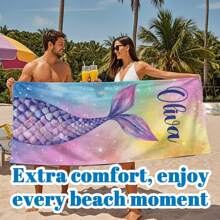 个性化沙滩巾个性化名字浴巾，适合女性、男性、妈妈、爸爸、男朋友、女朋友、最好的朋友、女儿、儿子的礼物，超柔软超细纤维，快干且无沙，非常适合旅行、瑜伽、露营和游泳 - 可机洗，女性情人节礼物生日男朋友女朋友 - 彩色 - 查看 7