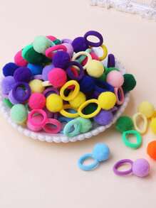 Set de 20 piezas de accesorios de pelo con pompones de colores para niñas, elásticos, duraderos, aptos para todos los estilos para usar a diario - MQFQ001-20 piezas - Ver 9