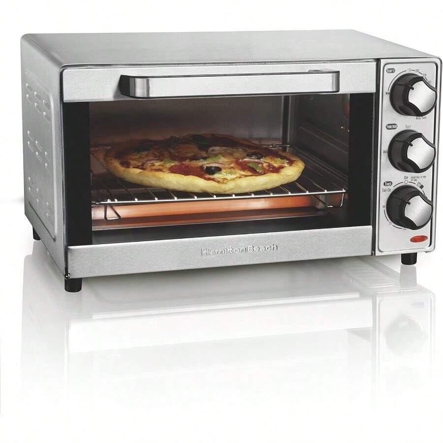 Hamilton Beach 31401, Horno Tostador De 4 Rebanadas Acero Inoxidable Hombres, Plateado, 12 Litros - Gris - Ver 1