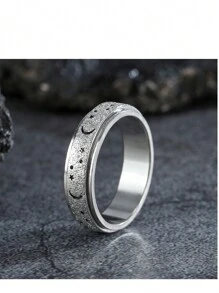 1pc Hollow Star Moon Stainless Steel Exquisite Ring,Special Gifts For Family And Friends