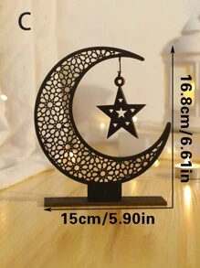 1pc Wooden Crescent Moon & Star Decor, Minimalist Home/Farmhouse/Bedroom Tabletop Decoration