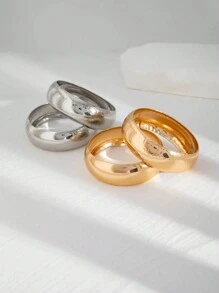 4pcs/Set Exaggerated Metallic Drum Face Charm Cuff Bracelets, Vintage Minimalist Casual Party Unisex Jewelry Bracelet Set Gift (Matte Bracelets With Minor Scratches And Color Variations, Normal Phenomenon)