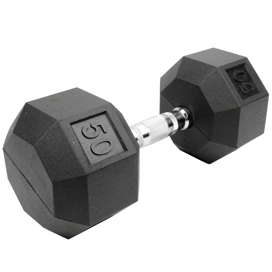 Mancuerna hexagonal recubierta de goma XPFitness, 50 Lb