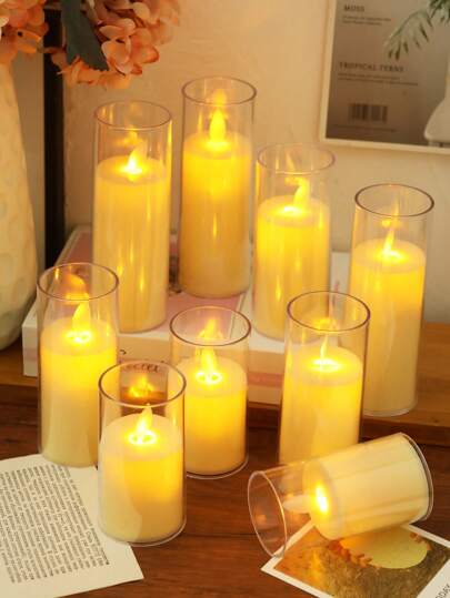 1 szt. Migocząca bezpłomieniowa świeca LED z bateriami, elektroniczna świeca z knotem w kształcie tańczącego płomienia, idealna na wesele, stół jadalny, urodziny, imprezę, dekoracje festiwalowe, świąteczną dekorację stołu